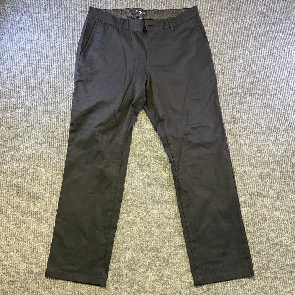 Jos A Bank Traveler Dress Pants 36x30 Black Cotton Blend Slim Fit Performance